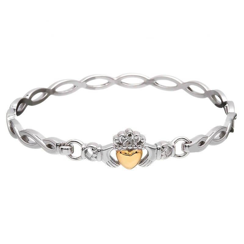 10k Gold & Silver Claddagh Bracelet - Image 2
