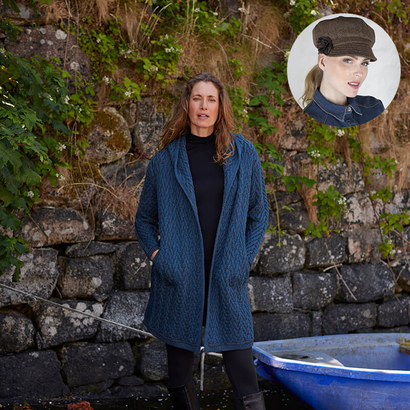 The Aran Cardigan & Newsboy Style Cap Set - Image 4