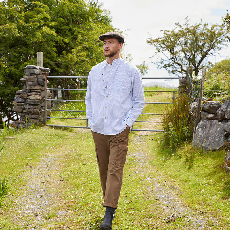 Blue Stripe Grandad Shirt - Image 2
