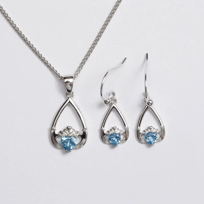 Claddagh Birthstone Pendant & Earrings Set - Image 14