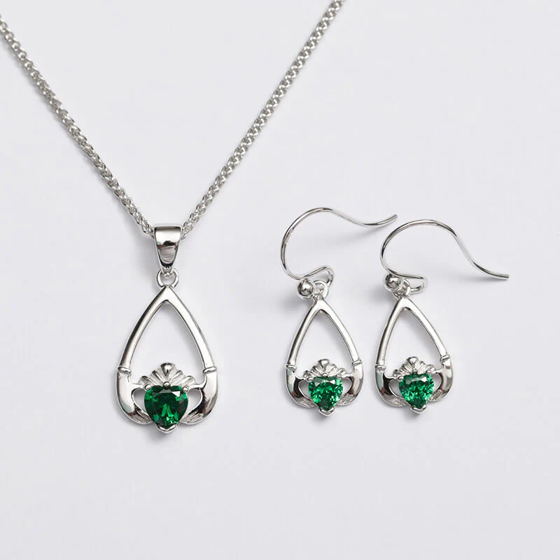 Claddagh Birthstone Pendant & Earrings Set - Image 20
