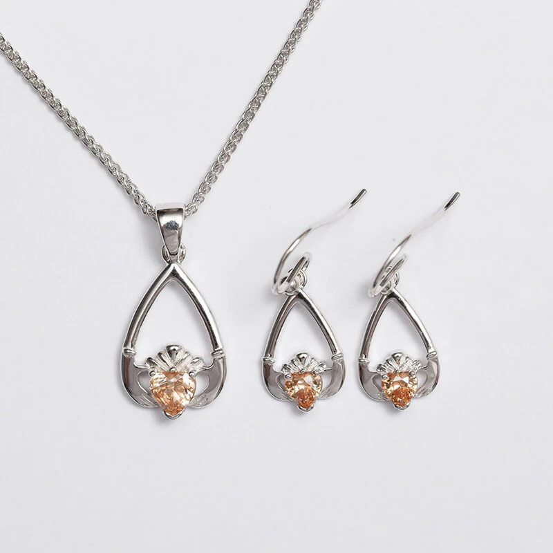Claddagh Birthstone Pendant & Earrings Set - Image 21