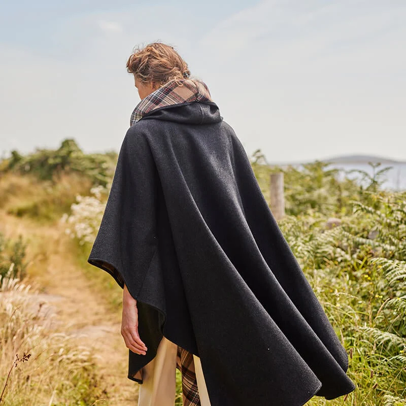 Classic Charcoal Irish Wool Walking Cape - Image 3