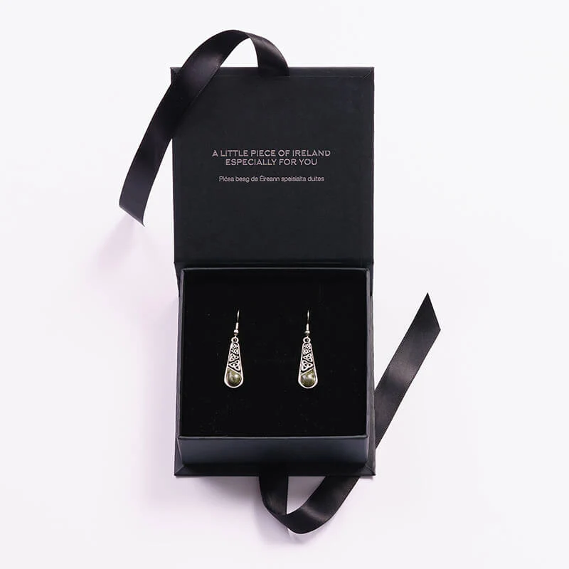 Connemara Marble Trinity Knot Drop Earrings - Image 2