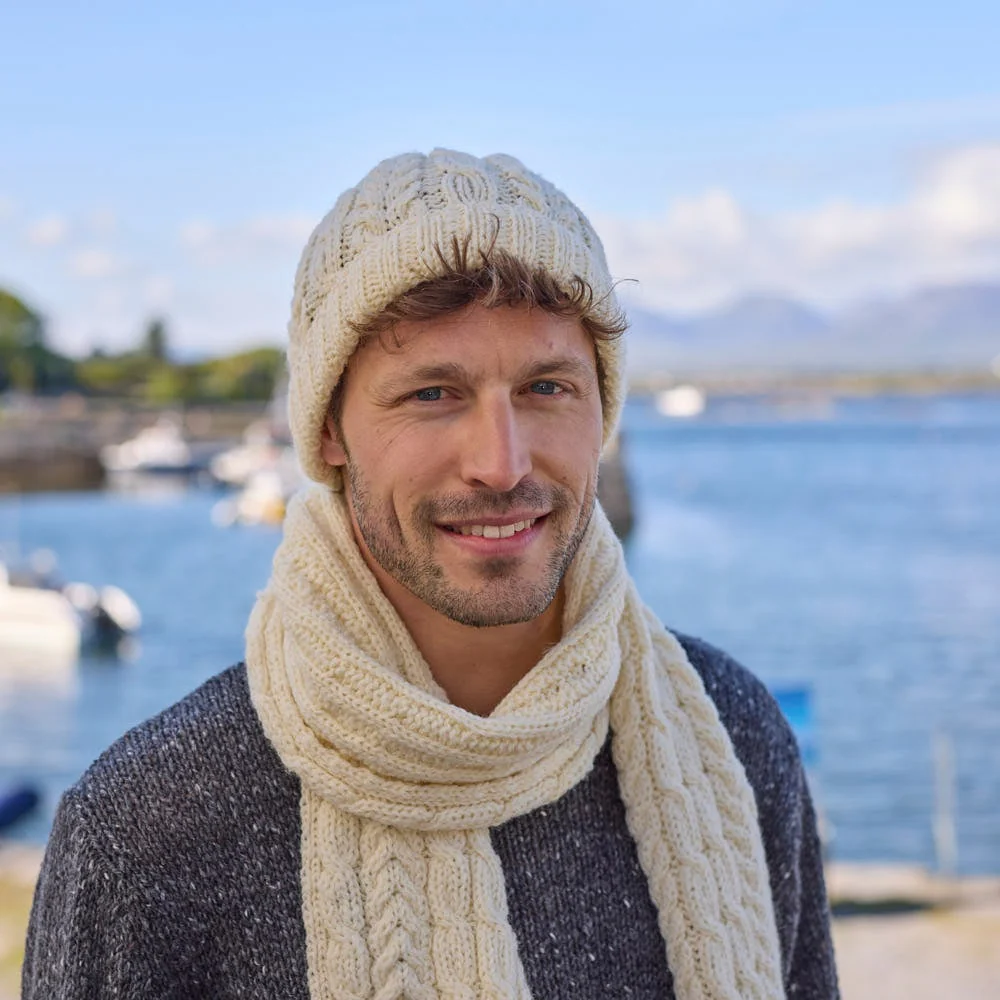 Cream Aran Cable Scarf