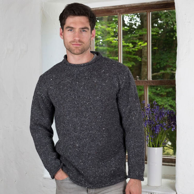 Donegal Curl Neck Aran Sweater - Image 4