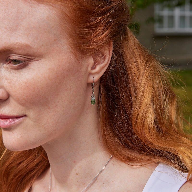 Connemara Marble Trinity Knot Drop Earrings