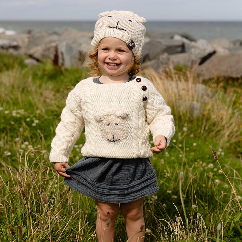 Hand Knit Baby Aran Crew Sweater