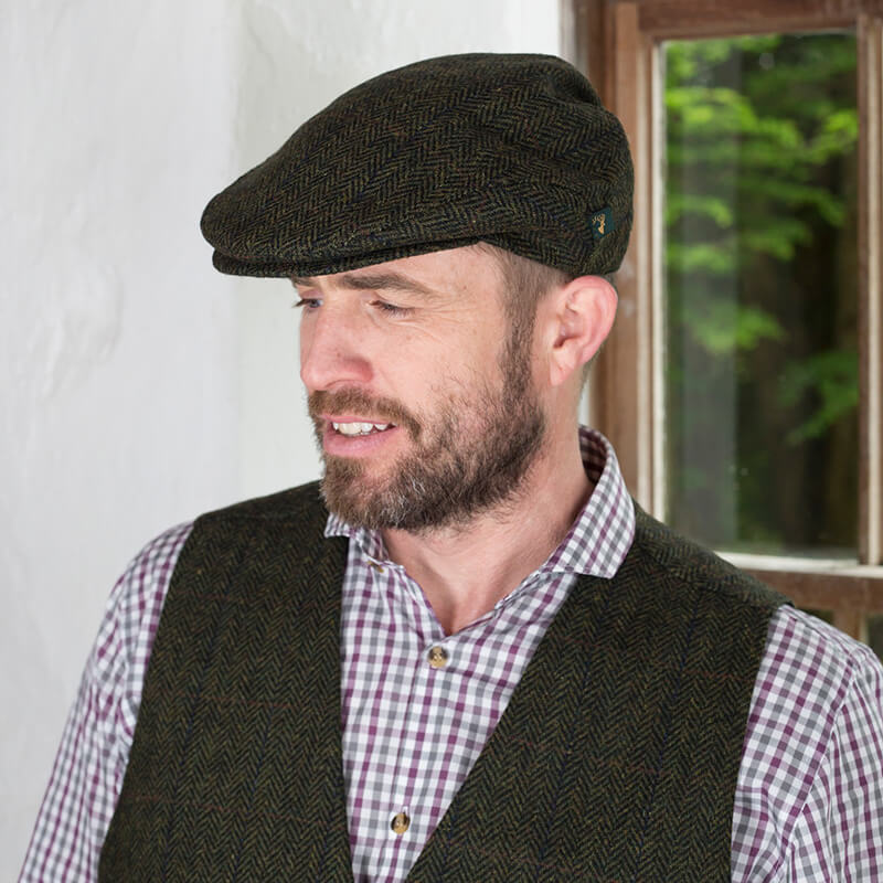Green Irish Wool Trinity Flat Cap