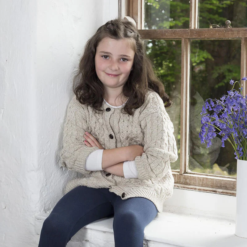 Kids Crew Aran Button Cardigan - Image 6