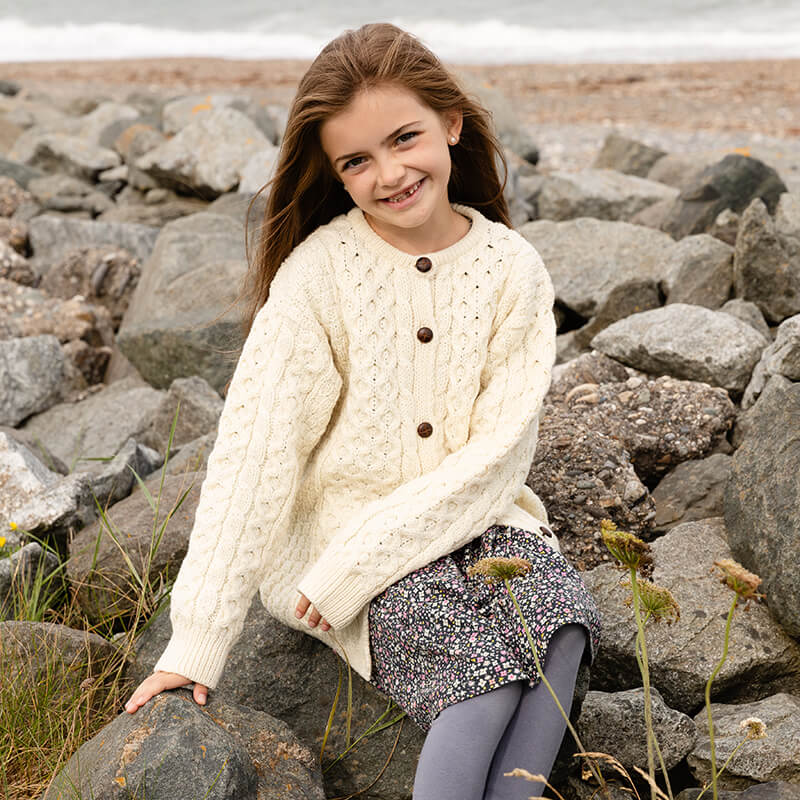 Kids Crew Aran Button Cardigan - Image 8