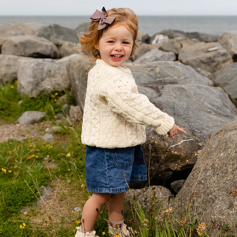 Kids Crew Neck Aran Sweater - Image 3