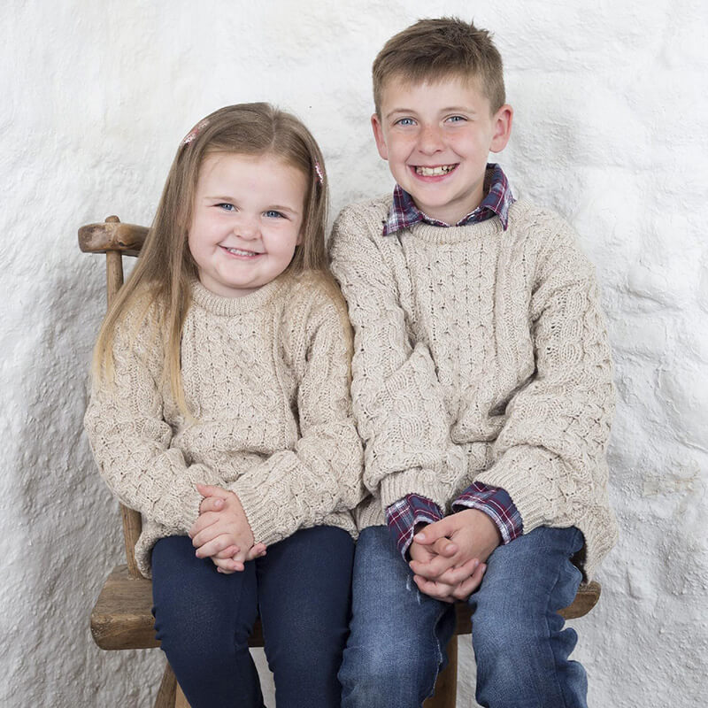 Kids Crew Neck Aran Sweater - Image 6