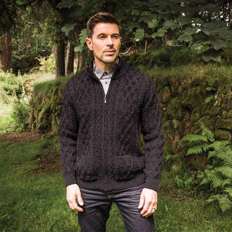 Men's Aran Zip Cardigan - Image 9