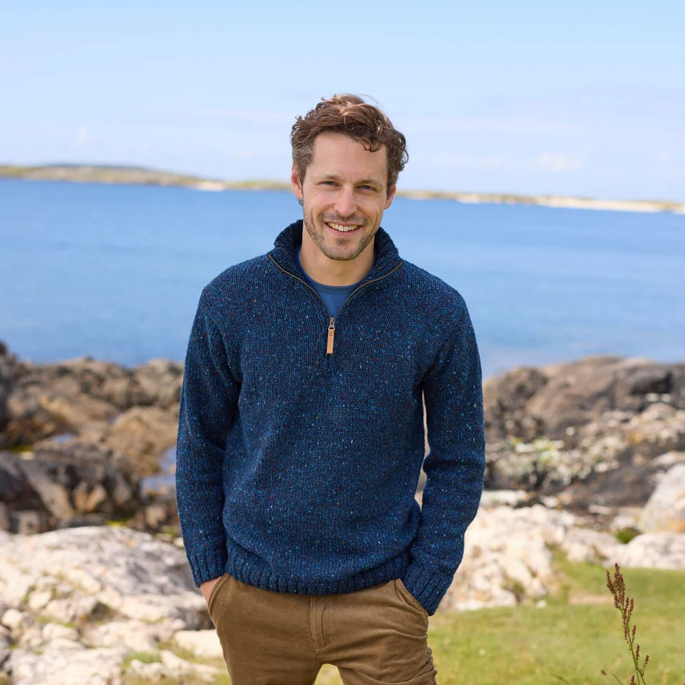 Men's Half-Zip Fleck Sweater - Image 2