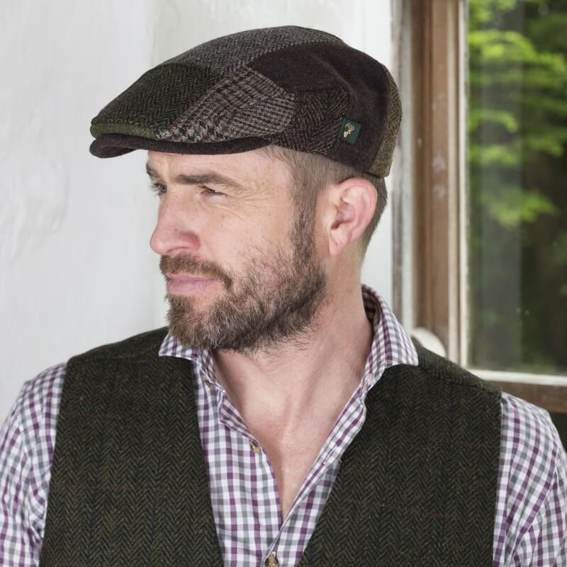 Mens Irish Tweed Patchwork Cap