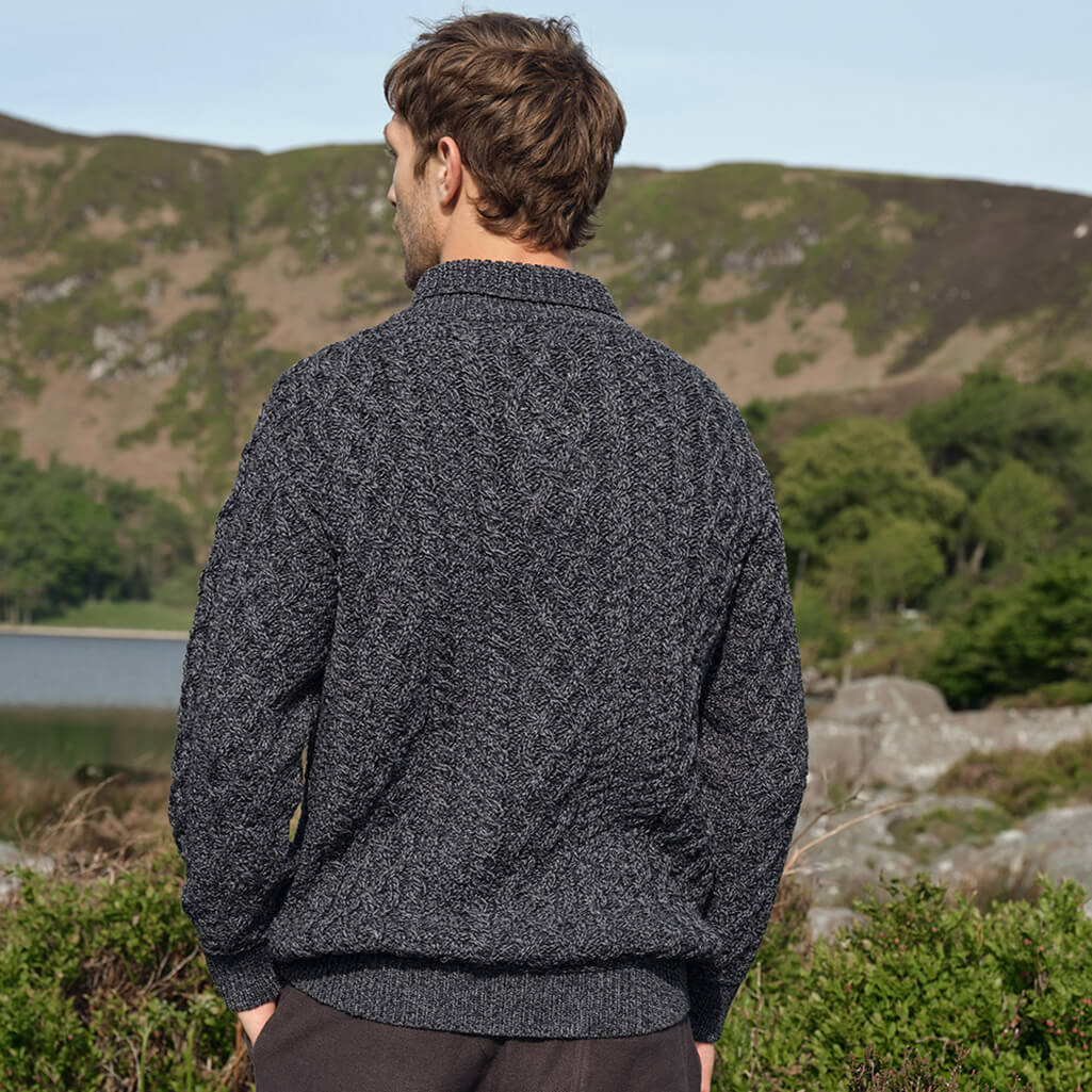 Men's Shawl Collar Heritage Aran Sweater - Image 4