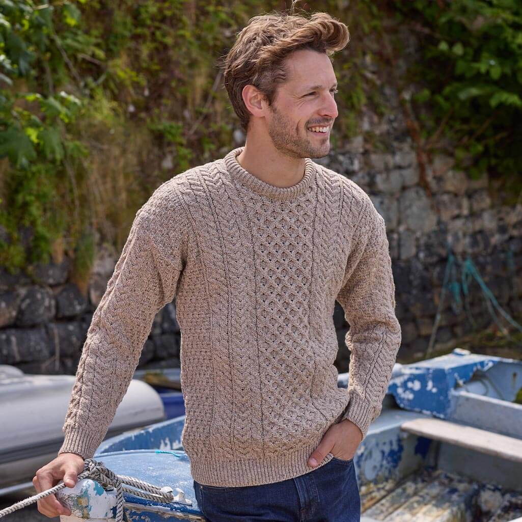 Men's Traditional Crew Neck Aran Sweater - Image 13