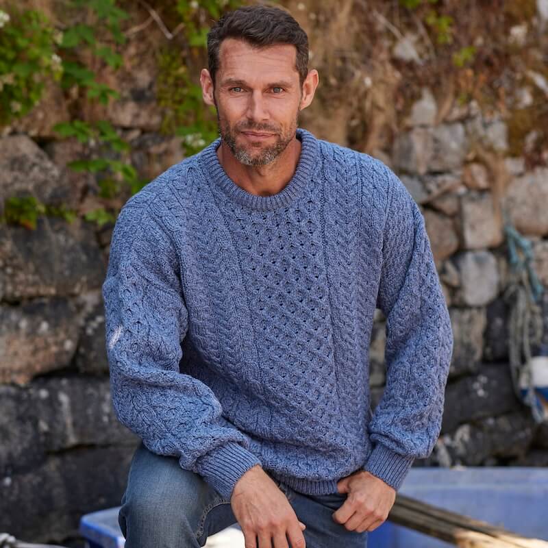 Men's Traditional Crew Neck Aran Sweater - Image 9