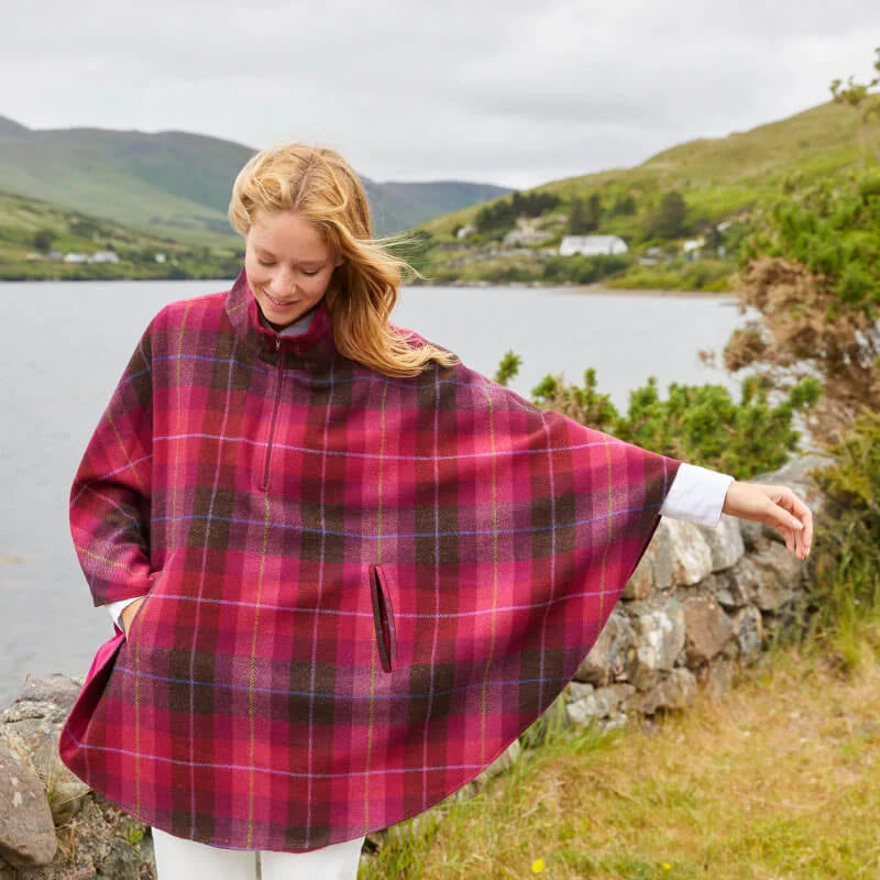 Mucros Irish Wool Half Zip Poncho - Image 4