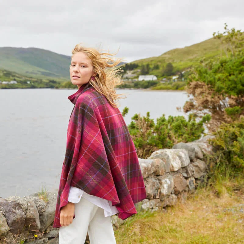 Mucros Irish Wool Half Zip Poncho - Image 5