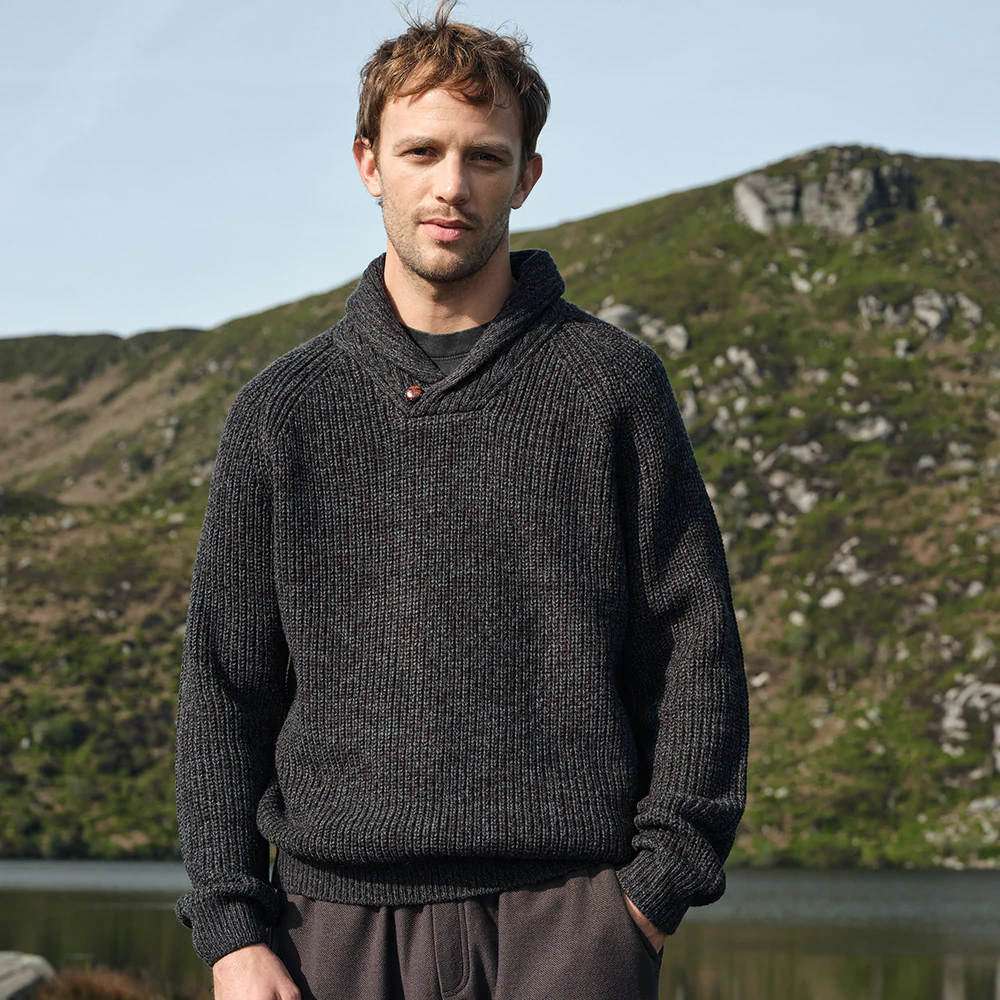 Shawl Collar Button Sweater - Image 3