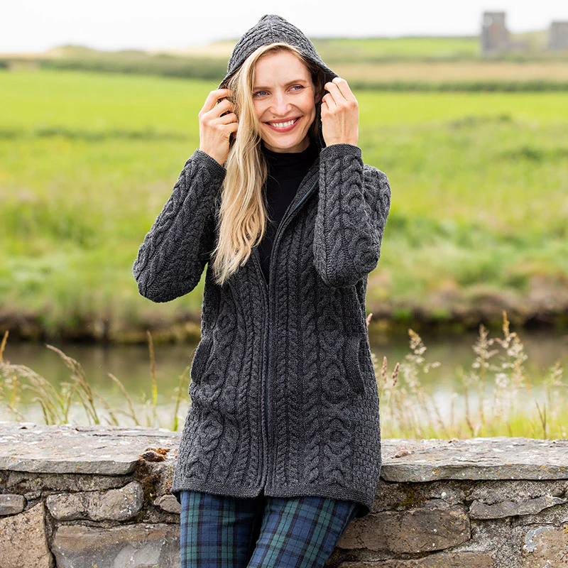 The Gweebarra Aran Hooded Cardigan - Image 3
