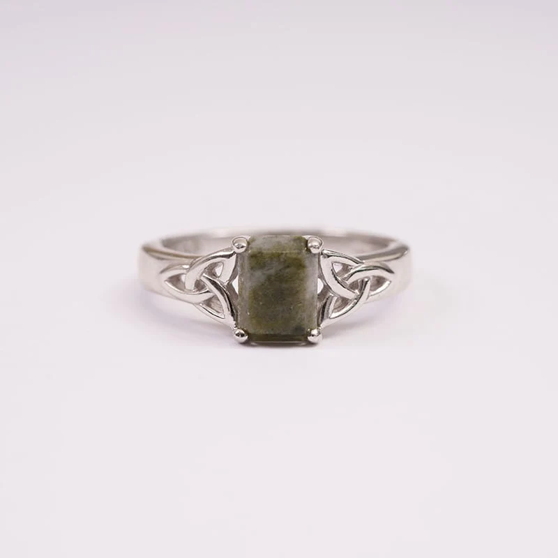 Trinity Knot Connemara Marble Ring
