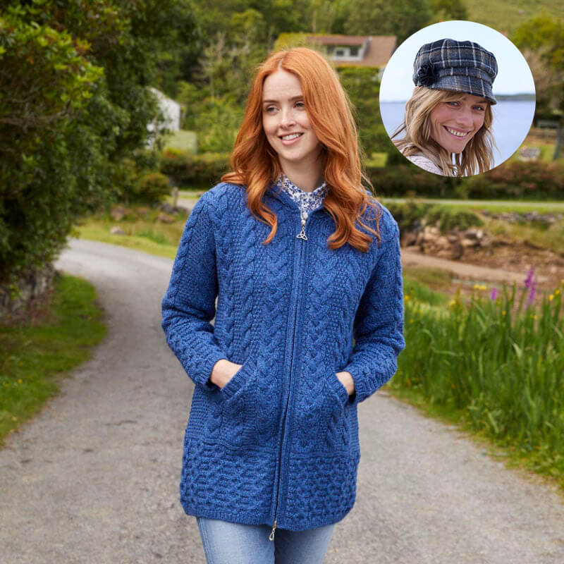 Women's Classic Aran Coat and Newsboy Cap - Image 15