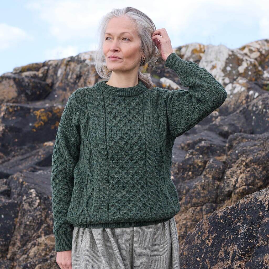 Women's Heritage Crew Neck Aran Sweater - Image 5