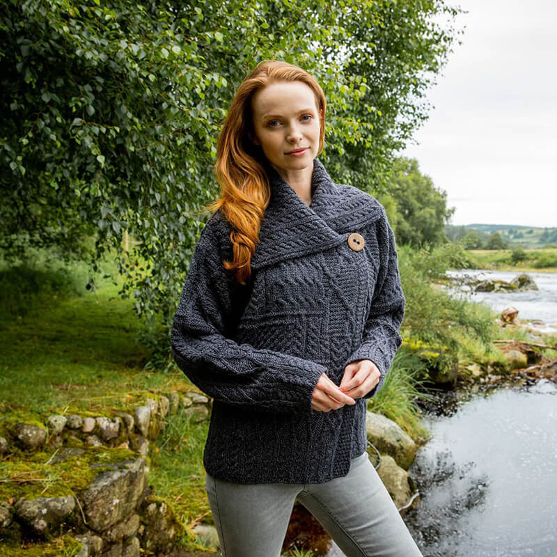 Women's One Button Aran Cardigan - Image 3