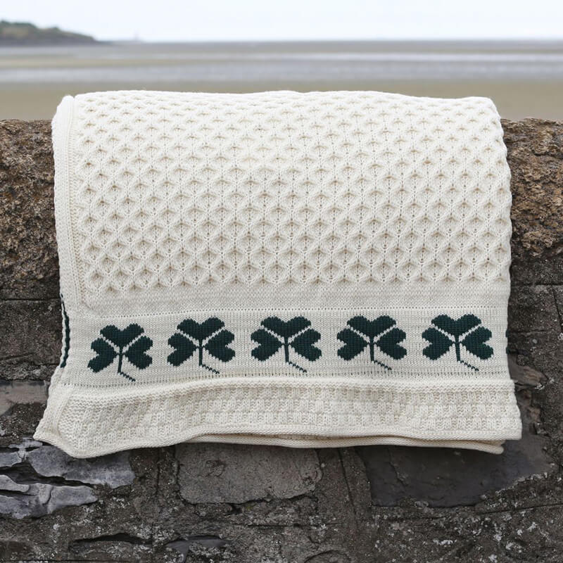 Wool Shamrock Throw Blanket - Image 3
